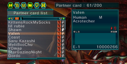 PSOBB UI Partner Card Page